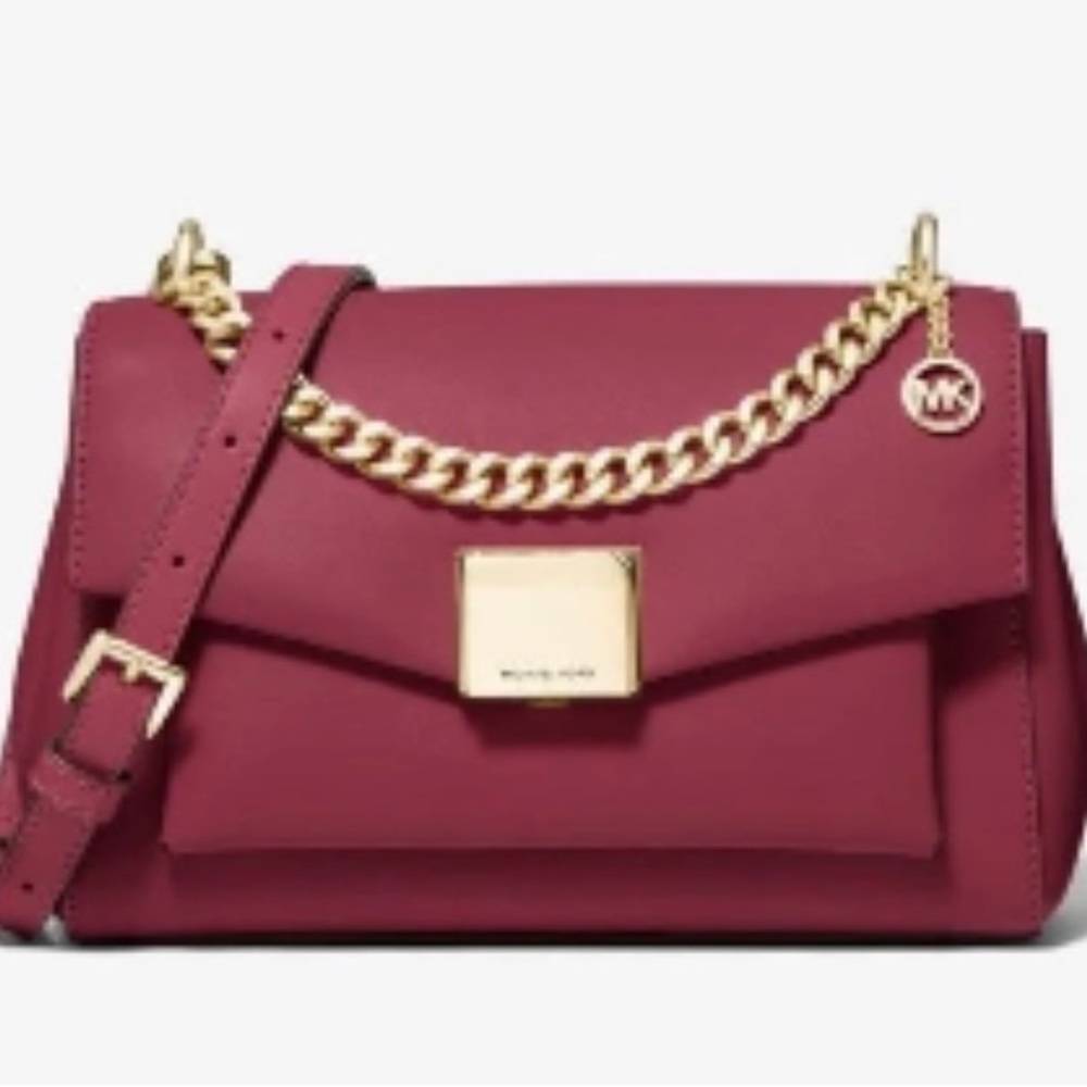 Brand New Michael Kors Lita Crossbody bag burgundy mulberry